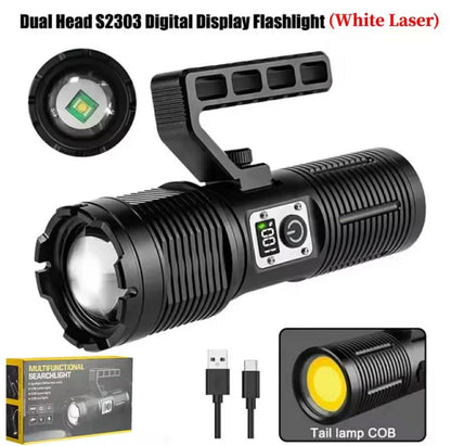 Dual Head LED Searchlight Zoomable W/Detachable Handle