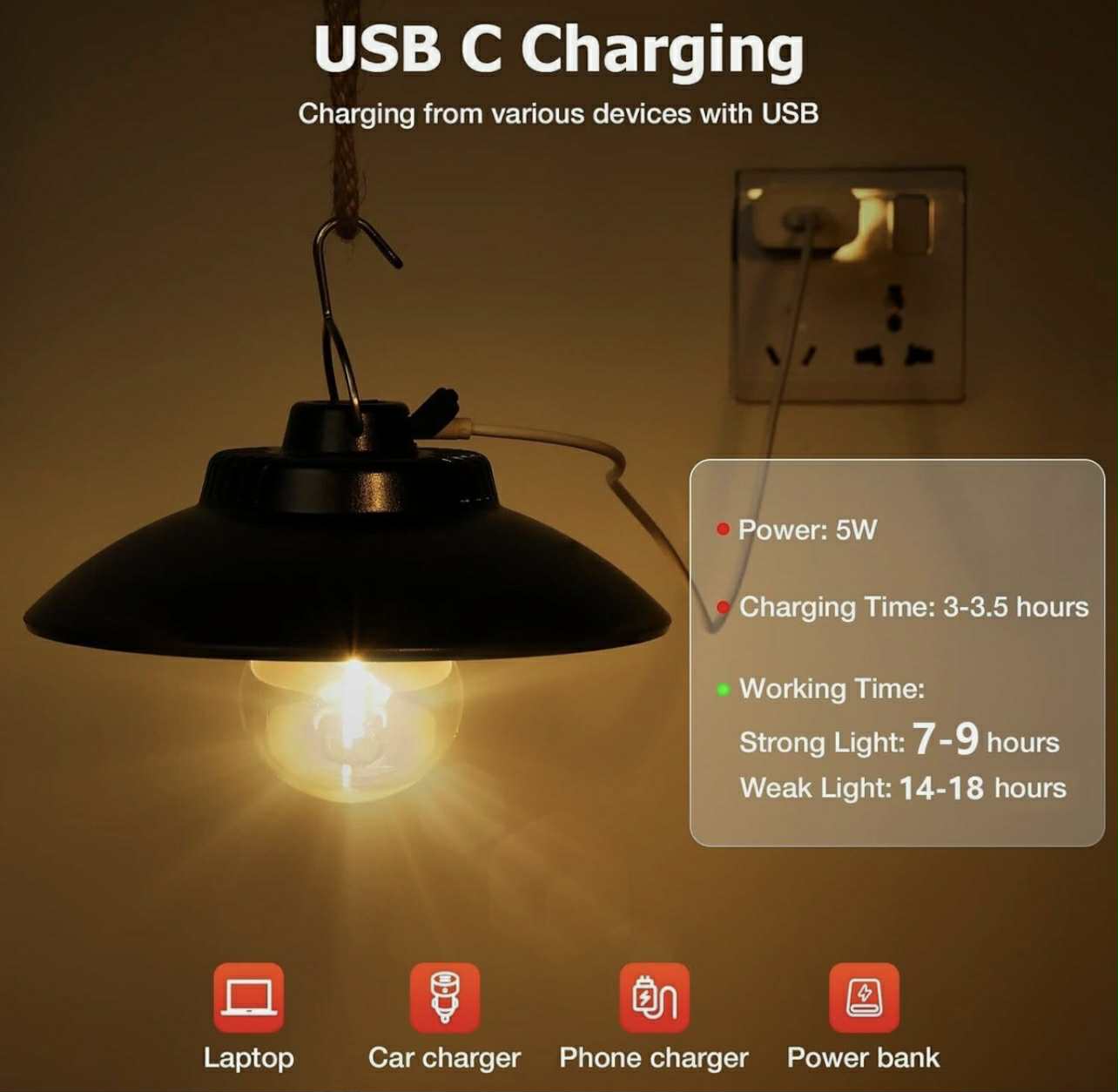 Rechargeable Retro LED Camping Light Outdoor Tent | LY11B