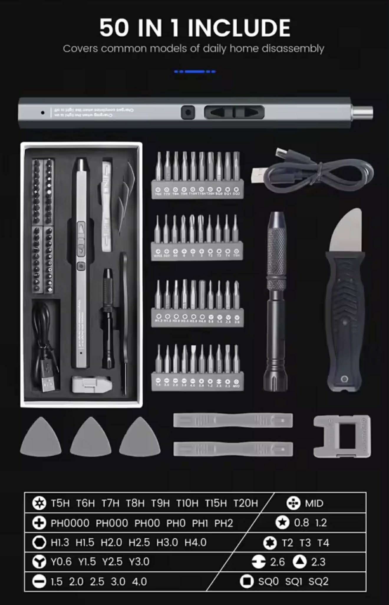 50-in-1 Cordless Precision Magnetic Electric Screwdriver Set