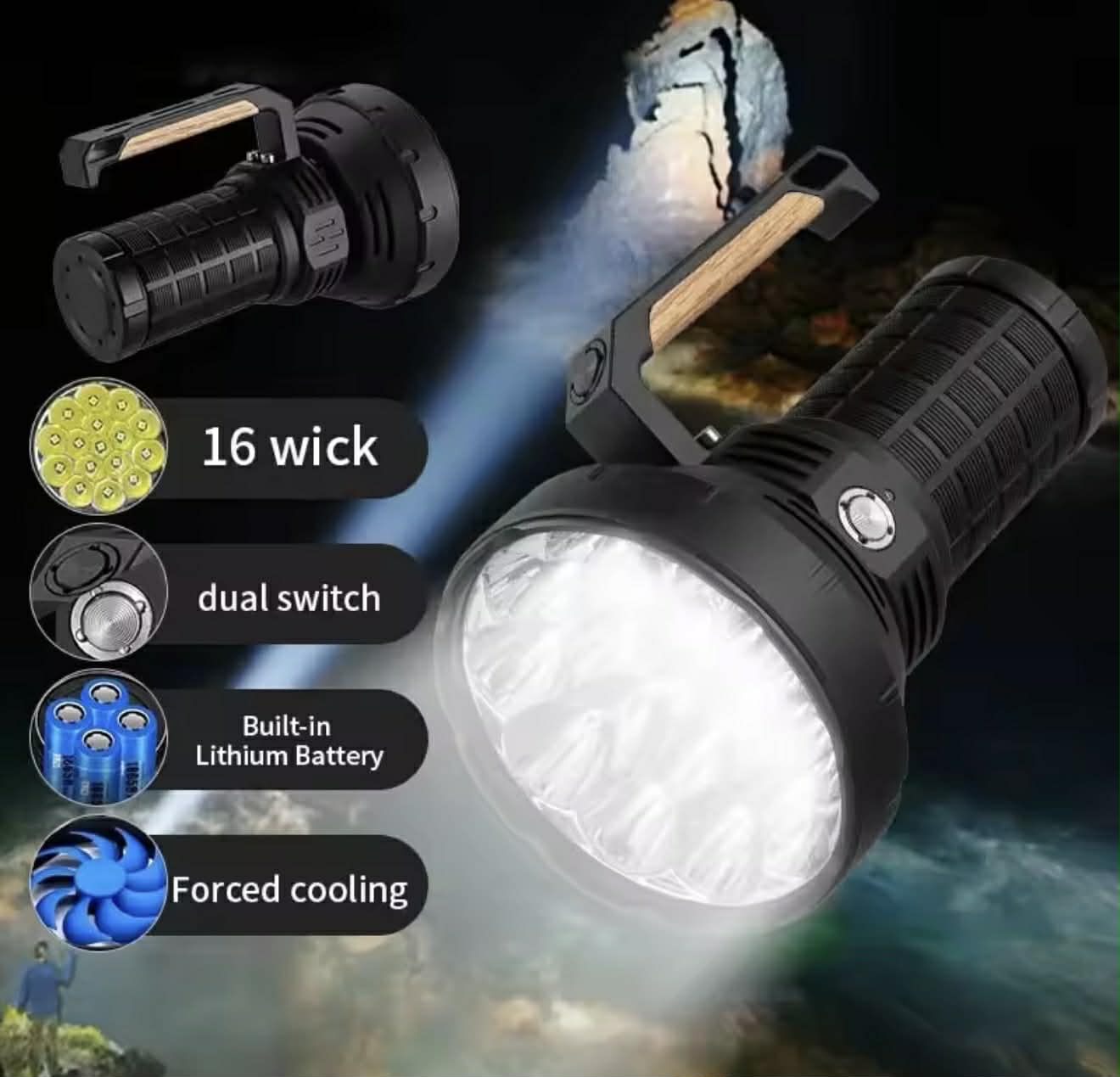 Light Canon Long Range Flashlight W/Solar Charge Box | W5221-1