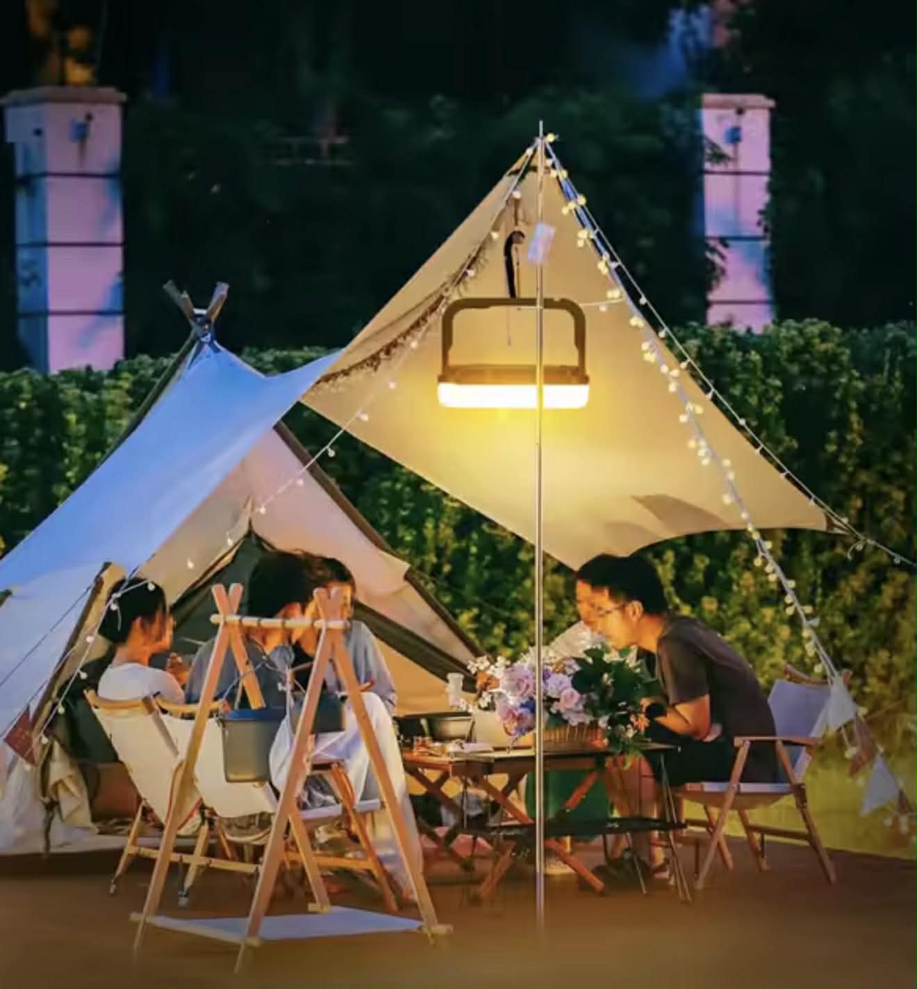 Camping Light + RGB Atmosphere String Light Solar W/Remote | D86-2