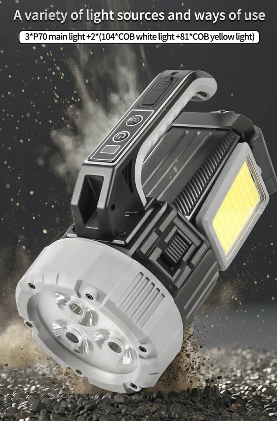Dual-Light Pro Hand Lantern 3*LED+2*COB Telescopic Floodlights