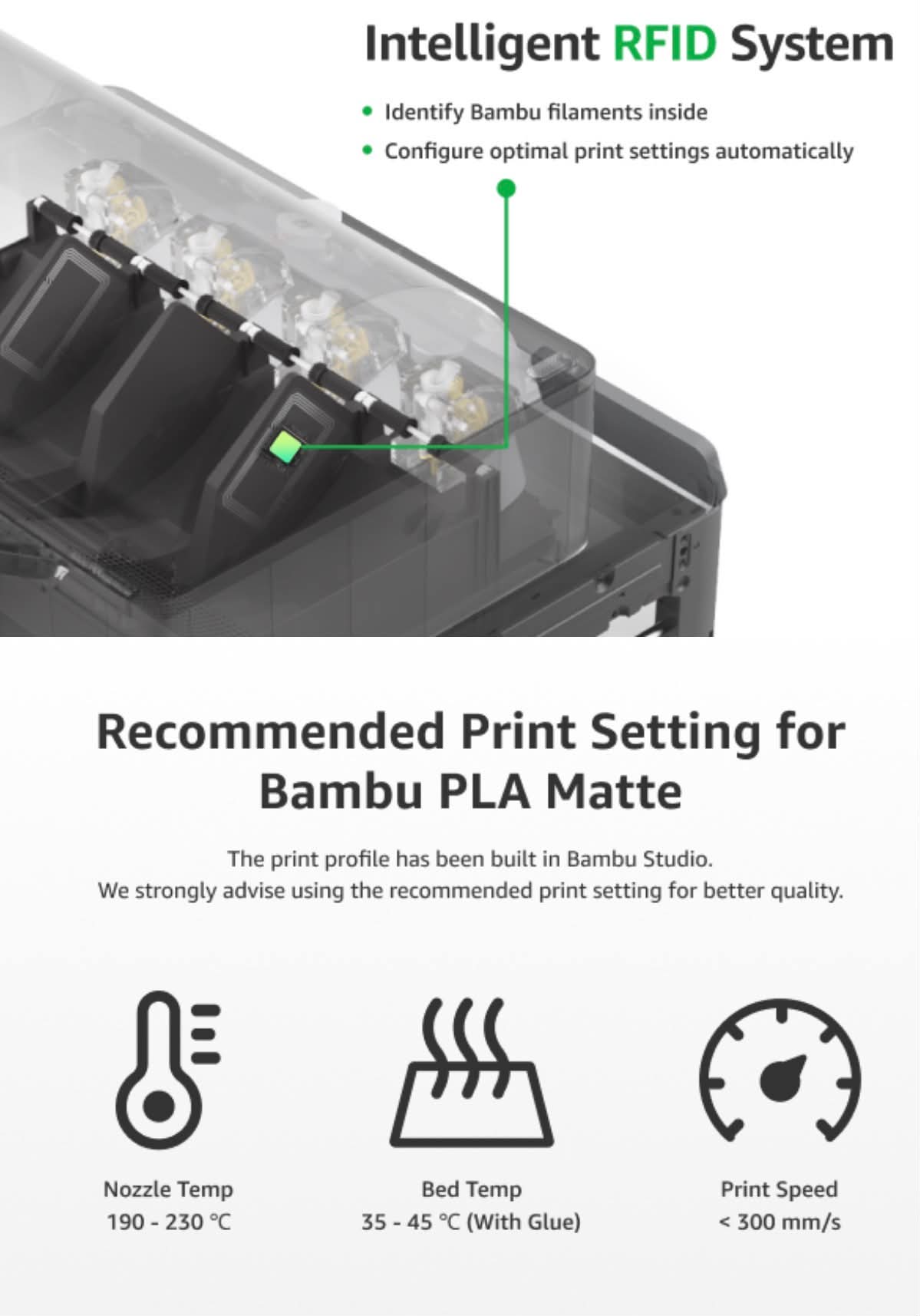 Bambu Lab PLA Matt 3D Filament W/Spool | 1KG