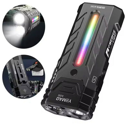 YEMAO A200 Powerful Long-Range EDC Flashlight W/Atmosphere Light, Magnet & Clip