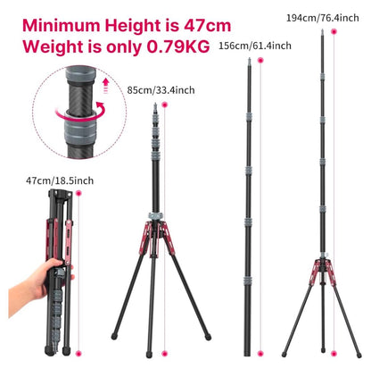 ULANZI MT-49 Reflex Carbon Fiber Light Stand Tripod+Monopod