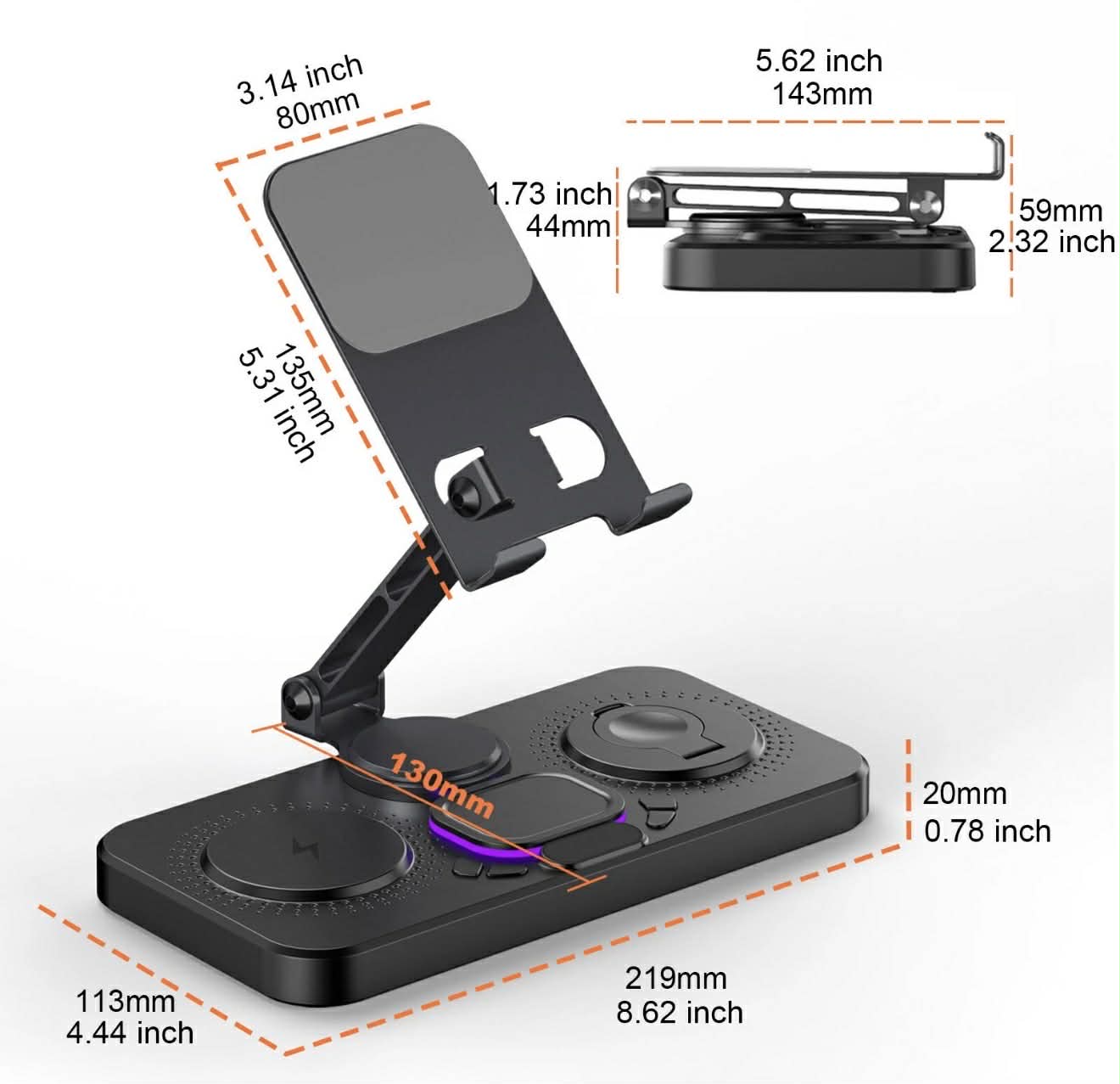 6-IN-1 Wireless Charger Dock Station W/Clock LED | Y21