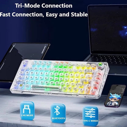 AULA F81 3in1 (Wired+2.4G+BT) RGB Mechanical Keyboard | Black