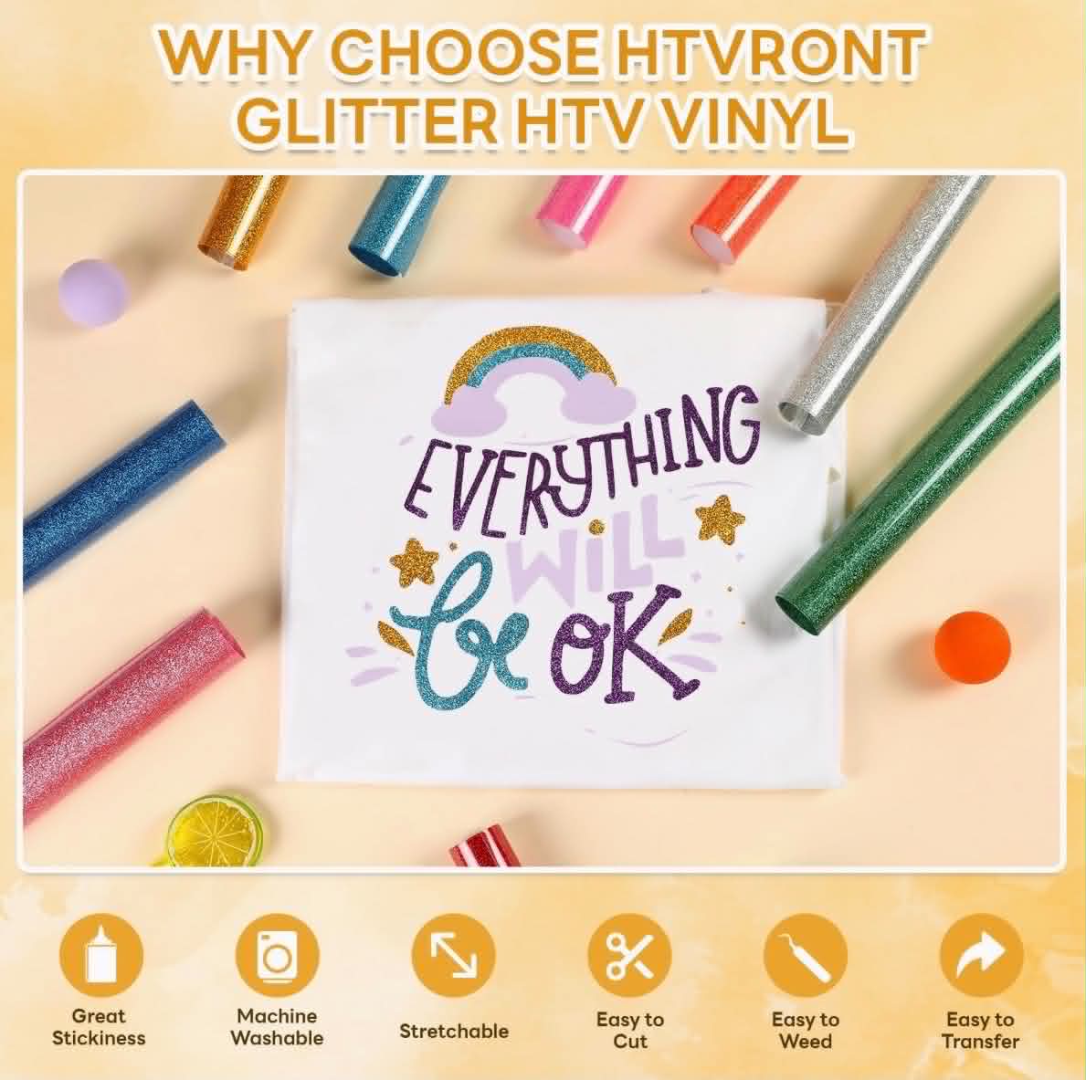 HTVRONT Glitter Heat Transfer Vinyl - 13 Sheets 12" x 10"