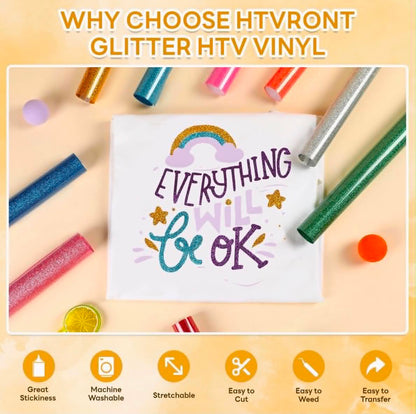 HTVRONT Glitter Heat Transfer Vinyl - 13 Sheets 12" x 10"