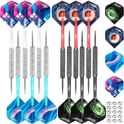 CYEELIFE 12pcs Steel Tip Darts 20g W/PVC Shafts | 4 Colours