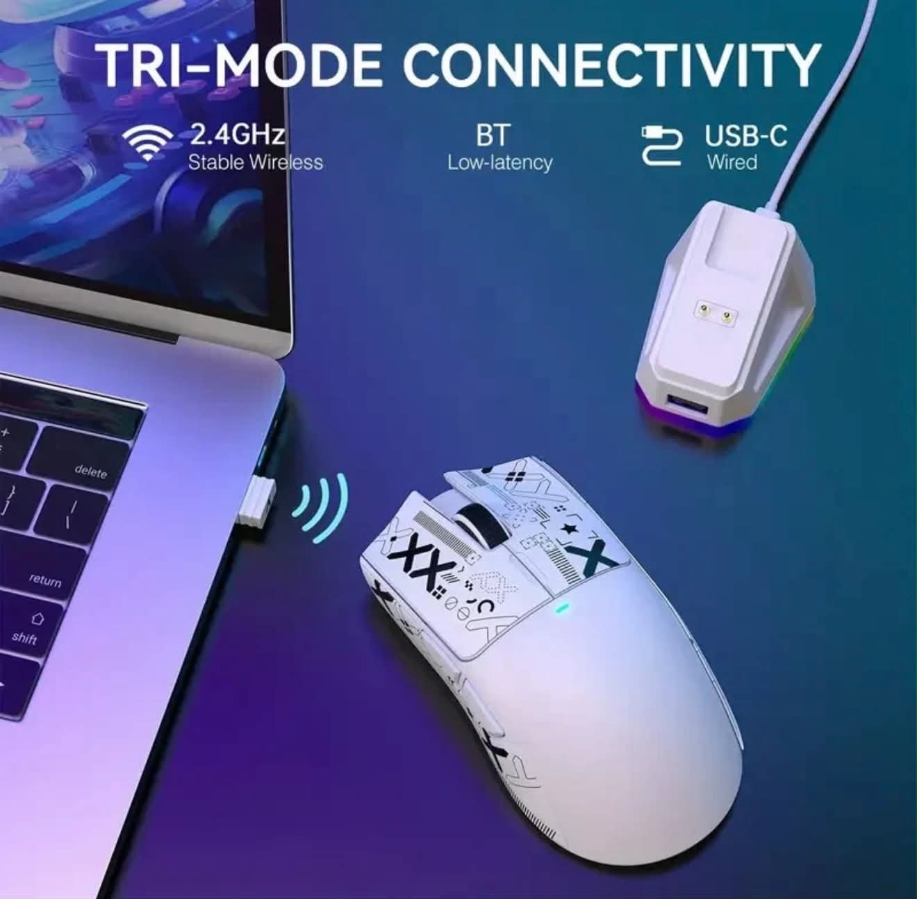 ATTACK SHARK X11 Gaming Mouse W/Magnetic Charging Dock RGB LED