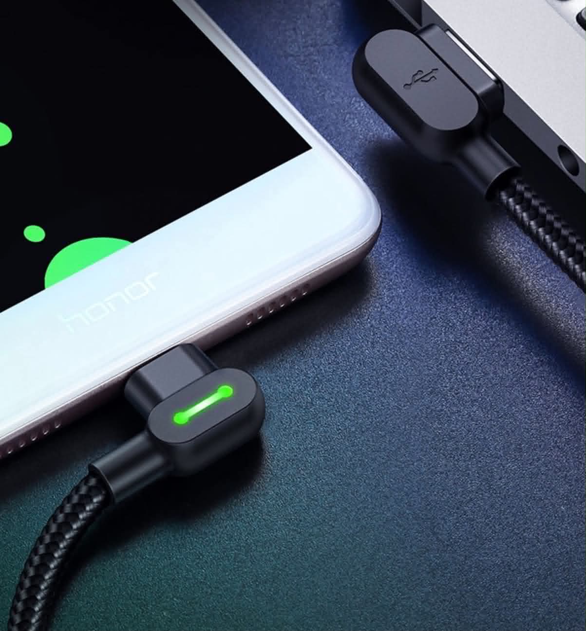 2PK Mcdodo CA-5772 USB A to Micro-USB 90° Charging & Data Transfer Cable W/Lights