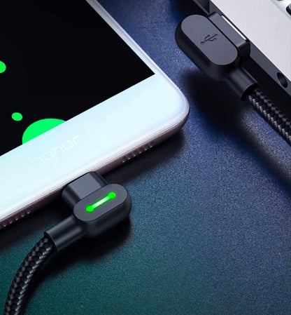 2PK Mcdodo CA-5772 USB A to Micro-USB 90° Charging & Data Transfer Cable W/Lights