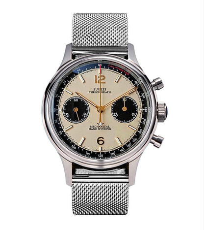 SUGESS 38mm Panda Chrono Heritage Mechanical Watch Hand Winding