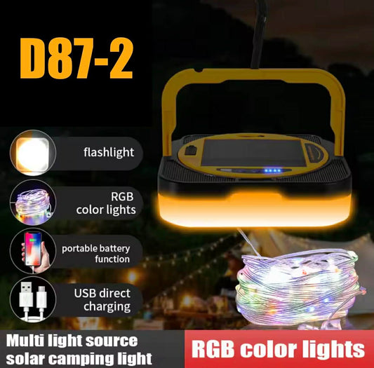 Camp Light + RGB Atmosphere String Light Solar W/Remote | D87-2