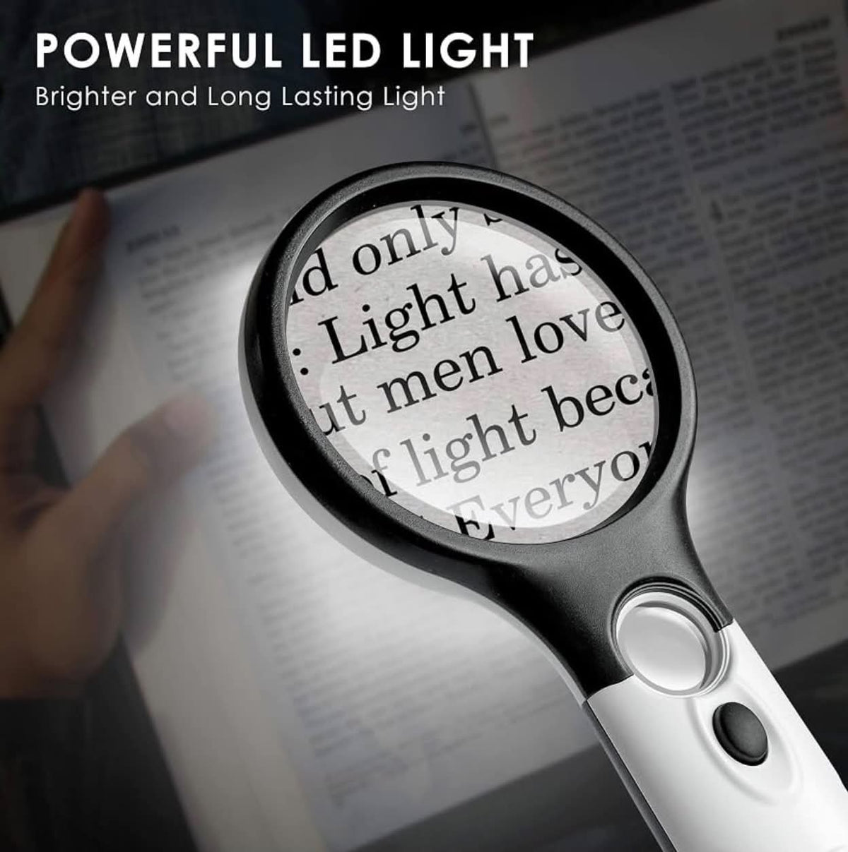 Handheld Magnifying Glass Dual Lens 3X & 45X W/3 LED Lights