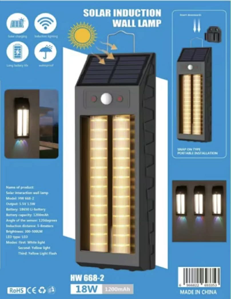 Solar Sensor Wall Lamp + Bottom Ambient Light W/Hanging Hook | HW 668-2
