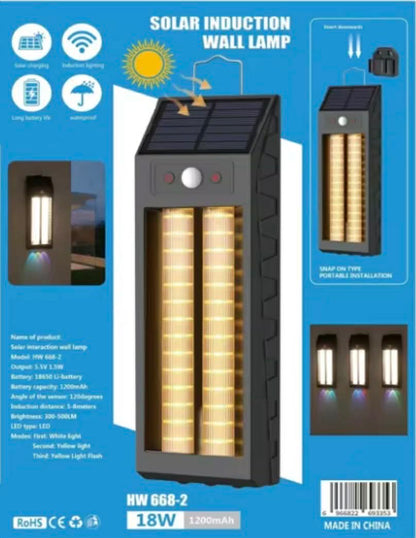 Solar Sensor Wall Lamp + Bottom Ambient Light W/Hanging Hook | HW 668-2