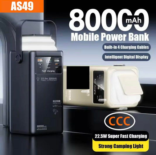 6in1 Power Station 80000mAh PD Fast Charge W/Built-in Cable | AS49