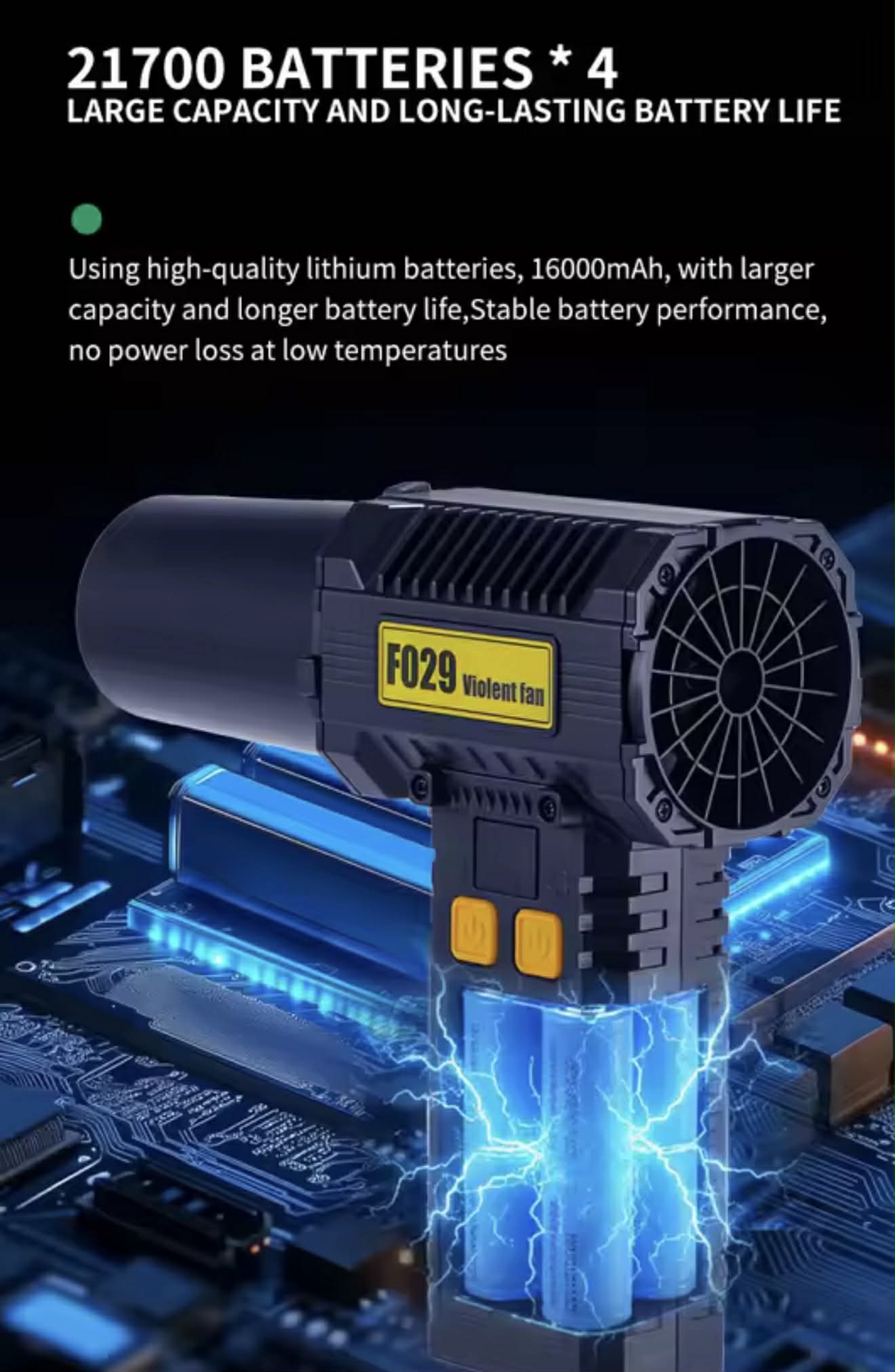 F029 Violent Fan Dual Blow-Suction W/Light+2*Attachments