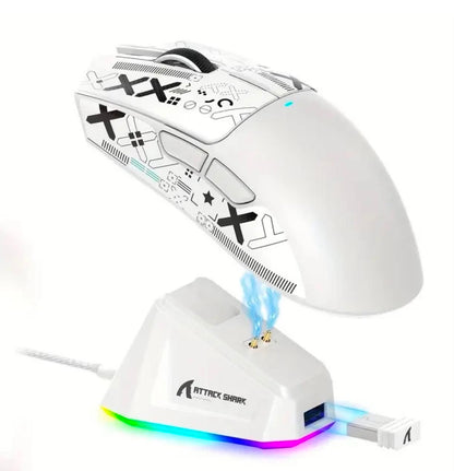 ATTACK SHARK X11 Gaming Mouse W/Magnetic Charging Dock RGB LED