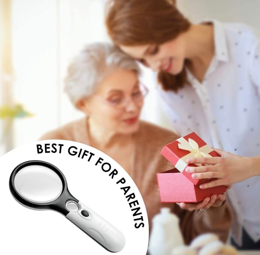 Handheld Magnifying Glass Dual Lens 3X & 45X W/3 LED Lights