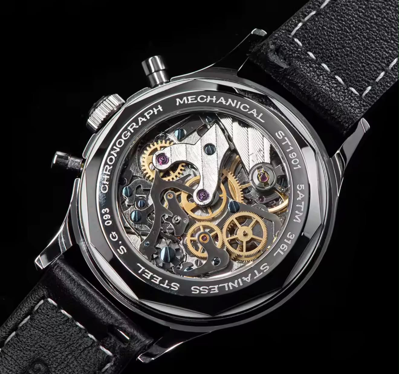 SUGESS 38mm Panda Chrono Heritage Mechanical Watch Hand Winding