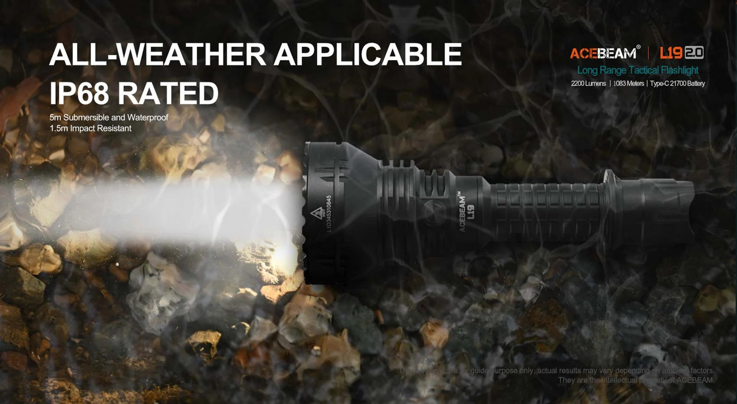 ACEBEAM L19 2.0 LONG RANGE 2200lm 1083m FLASHLIGHT