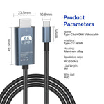 4K 60Hz 2M USB Type C to HDMI Video Adapter Cable For MacBook iPhone