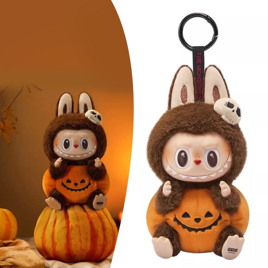 POPMART The Monsters Labubu Happy Halloween Party Sitting Pumpkin Vinyle Plush Pendant