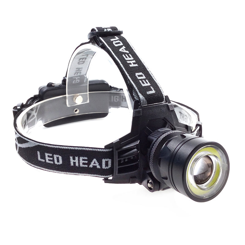 Zoomable Single Cree LED and COB Head Lamp - Rechargeable Type 2