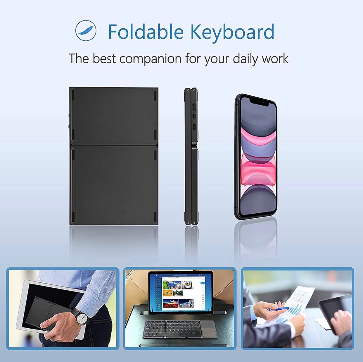 Foldable Bluetooth Wireless Keyboard W/Touchpad | Pocket Size | Win Android iOS