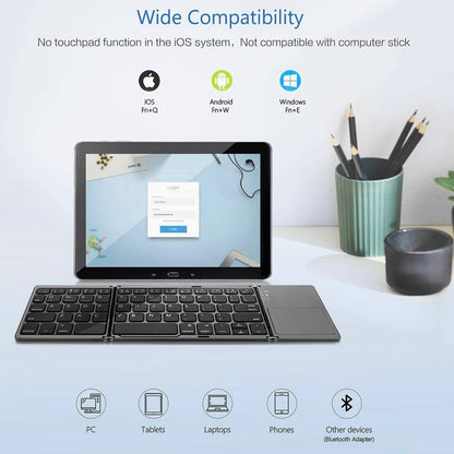 Foldable Bluetooth Wireless Keyboard W/Touchpad | Pocket Size | Win Android iOS
