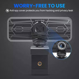 VicTsing 1080P Webcam W/Dual Microphones & Privacy Cover USB Windows/Mac OS