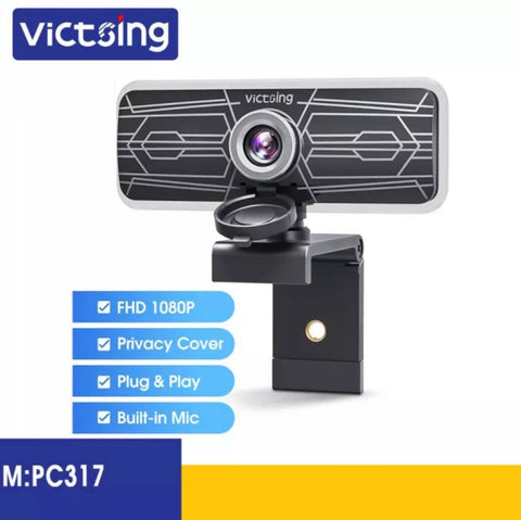 VicTsing 1080P Webcam W/Dual Microphones & Privacy Cover USB Windows/Mac OS