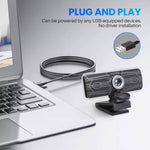 VicTsing 1080P Webcam W/Dual Microphones & Privacy Cover USB Windows/Mac OS