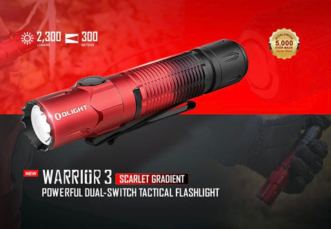 OLIGHT Limited Edition | Warrior 3 Dual-Switch Tactical Torch 2300LM 300M | Scarlet Gradient