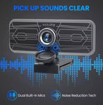 VicTsing 1080P Webcam W/Dual Microphones & Privacy Cover USB Windows/Mac OS