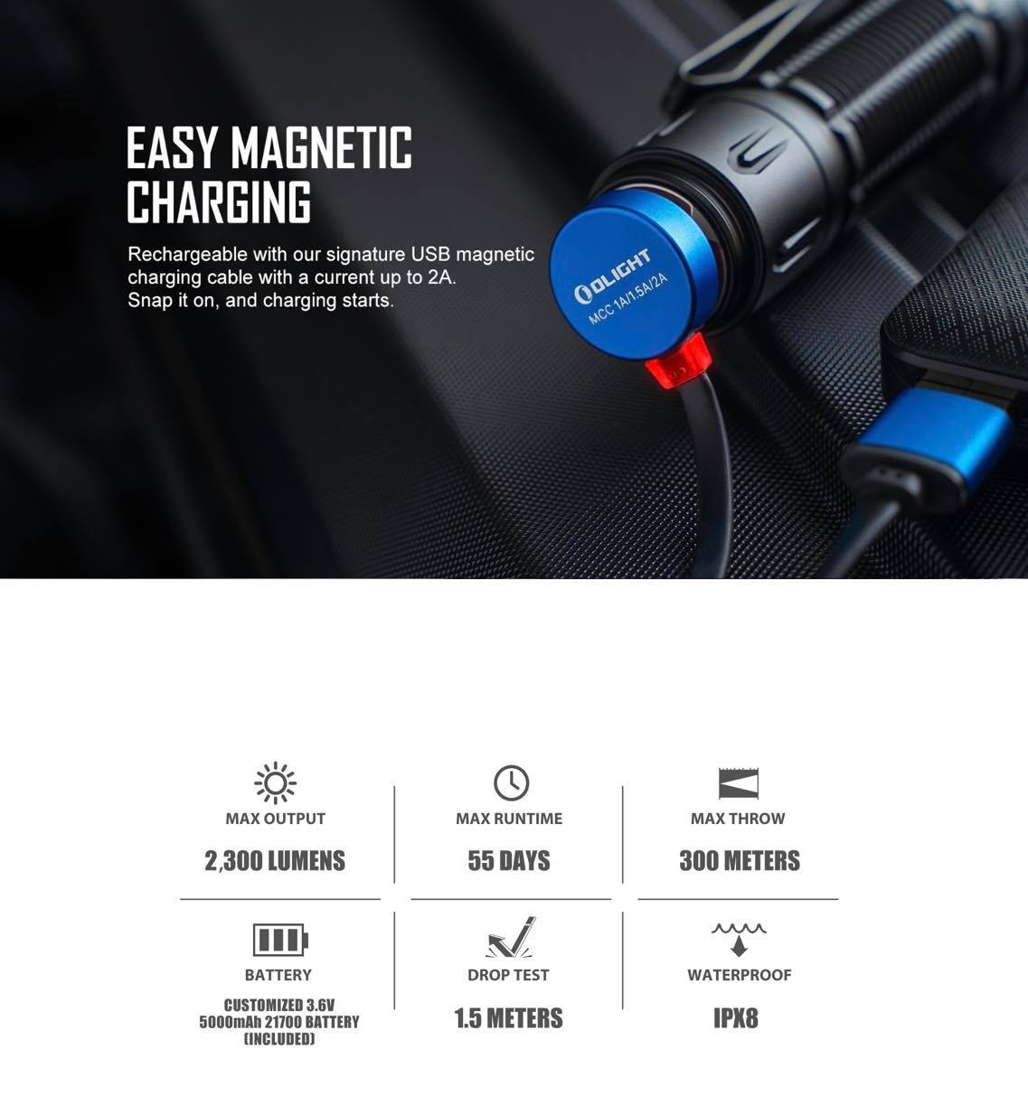 OLIGHT Limited Edition | Warrior 3 Dual-Switch Tactical Torch 2300LM 300M | Scarlet Gradient
