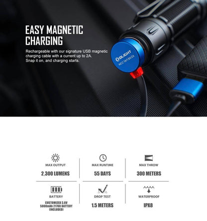 OLIGHT Limited Edition | Warrior 3 Dual-Switch Tactical Torch 2300LM 300M | Scarlet Gradient