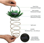 Pineapple Shaped Hanging Solar Lights Warm White Lantern W/Handle