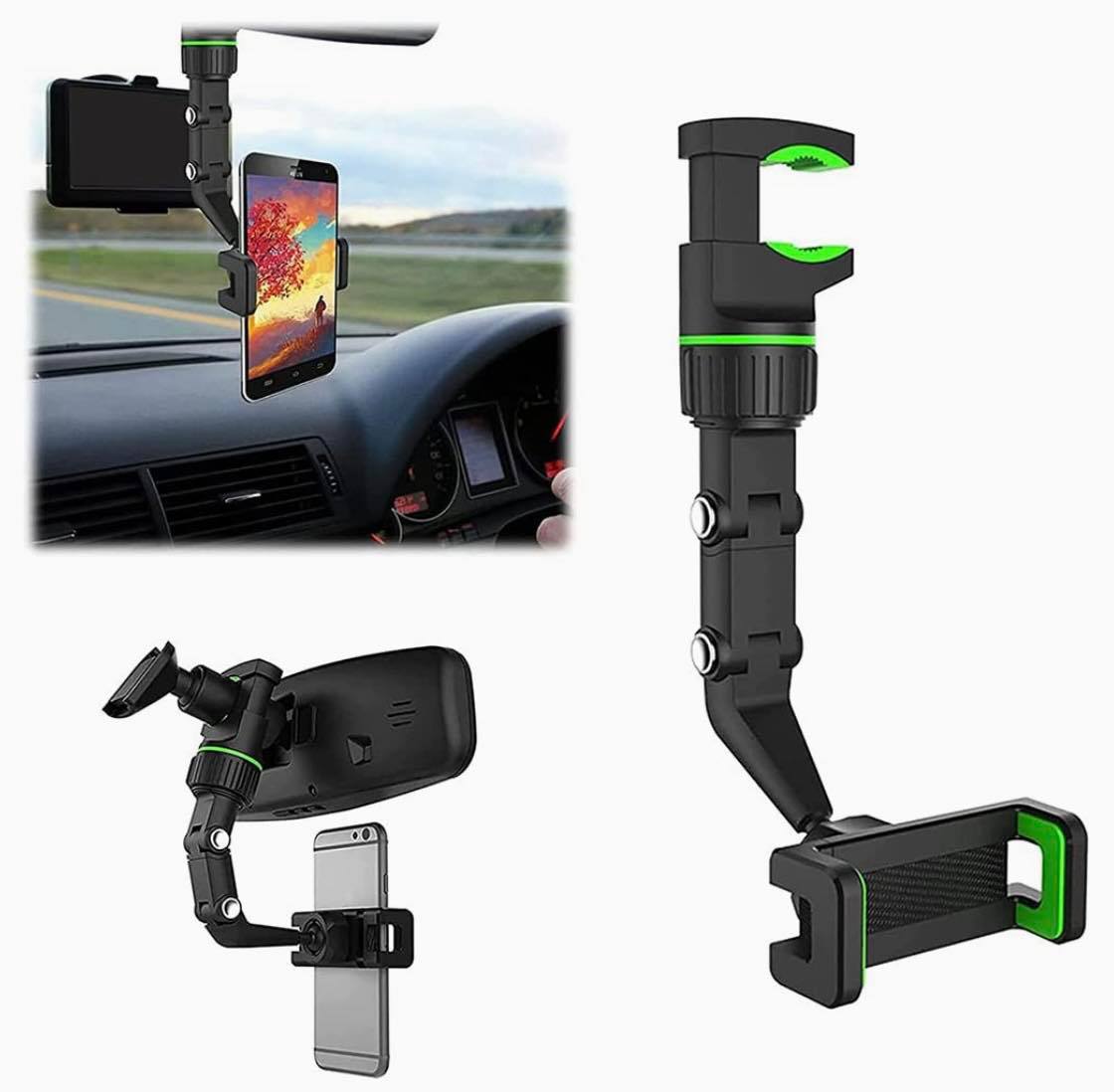 Universal Clip Cellphone Holder Multi-Joint Flexible Adjustment | Black+Green