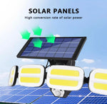 4 Split LED Panel Solar Induction Large Wall Floodlights Security Light W/Remote Control