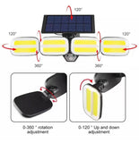 4 Split LED Panel Solar Induction Large Wall Floodlights Security Light W/Remote Control