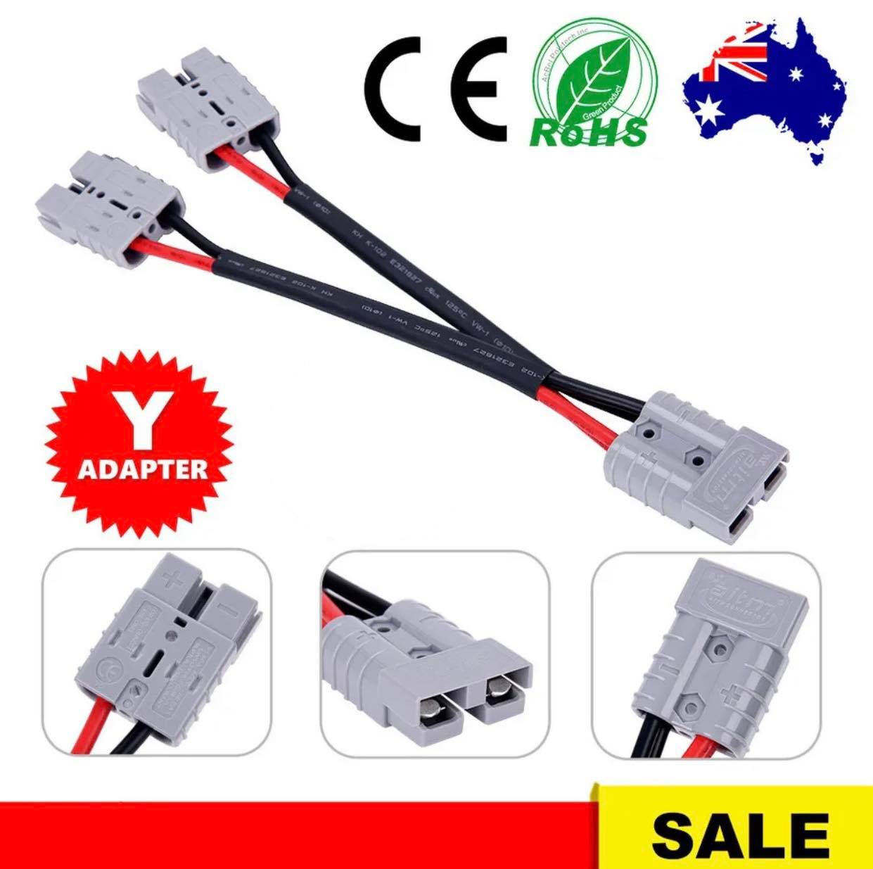 50 Amp Genuine Anderson Plug Connector Double Y Splitter Adaptor 6mm Automotive Cable