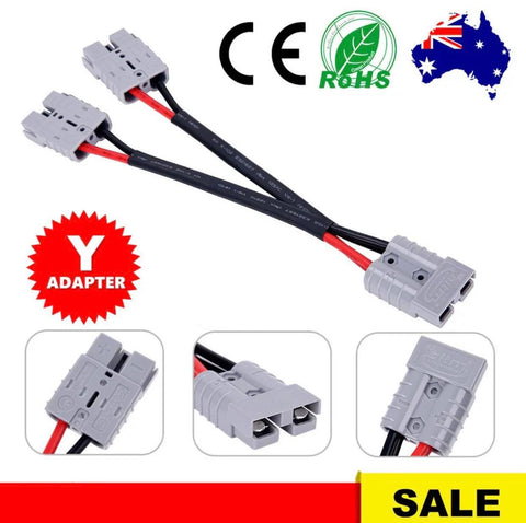 50 Amp Genuine Anderson Plug Connector Double Y Splitter Adaptor 6mm Automotive Cable