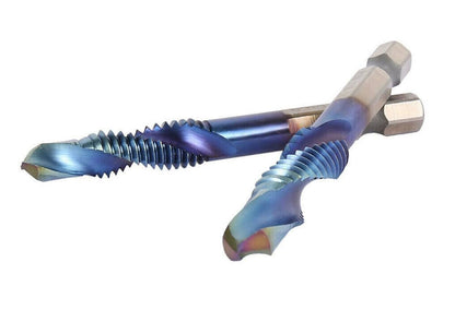 6PCS 1/4" Composite Hex Shank Titanium HSS Imperial Thread Tap Drill Bits Set