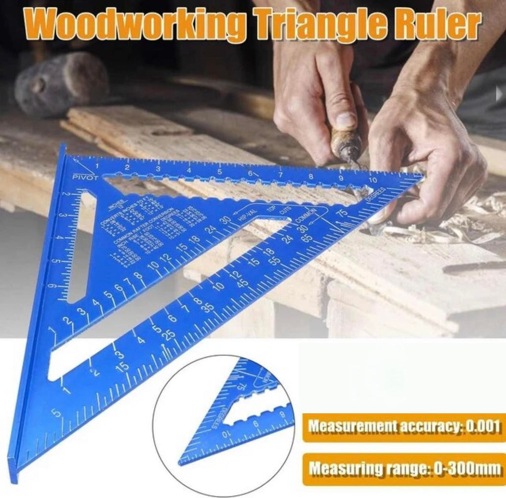 12 inch Aluminum Alloy Triangular Measuring Ruler Woodwork Speed Squar ...