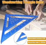 12 inch Aluminum Alloy Triangular Measuring Ruler Woodwork Speed Square Triangle Angle Protractor