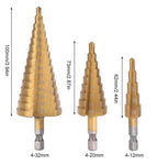3pcs/Set HSS Straight Groove Step Drill Bit | Wood Metal Hole Cutter Drilling Tool Kit